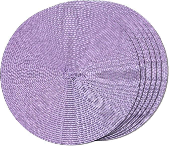FunWheat Round Braided Placemats Set of 6 Table Mats by FunWheat