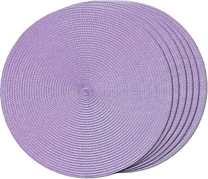 FunWheat Round Braided Placemats Set of 6 Table Mats by FunWheat