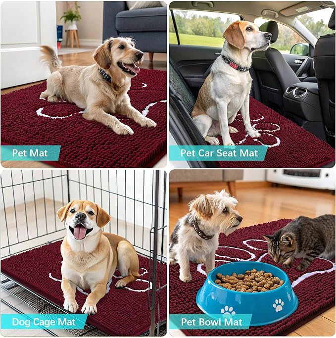 OLANLY Dog Door Mat for Muddy Paws 70x32, Paw Print Design, Absorbs Moisture - Image 7