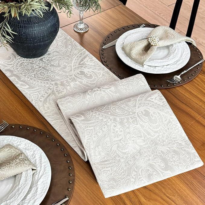 Waterproof Thick Table Runner, Milky White, 12x60 Inch | Table Runner by ZIWUROAD