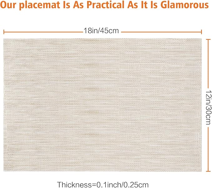 Placemats Set of 4, Vinyl PVC Heat Resistant Washable Placemats Set, Non Slip - Image 3