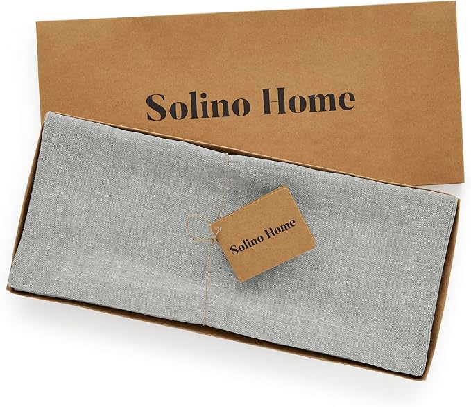 Solino Home 100% Pure Linen Table Runner Chambray Grey, Athena 14 x 72 in | - Image 5