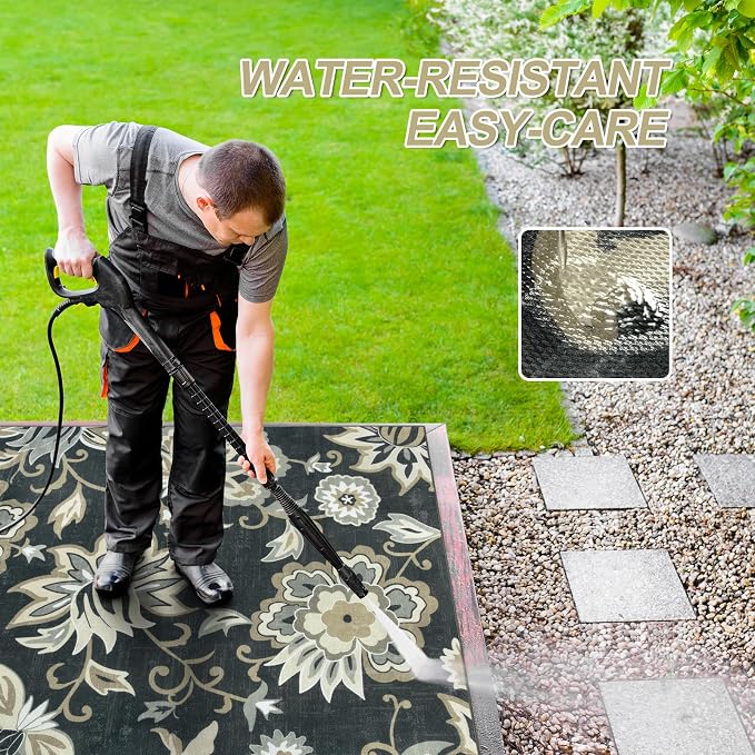 Lahome Floral Indoor Outdoor Rugs, 6x9ft Non Slip Outdoor Patio Rug - Image 4