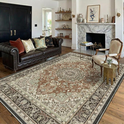 5x7 Area Rug for Living Room-Vintage Farmhouse Boho Floral Neutral Washable - Image 3