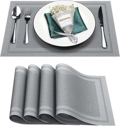 Placemats Set of 4, Vinyl PVC Heat Resistant Washable Placemats Set, Non Slip by BxzanDya-LifeSmartMaker