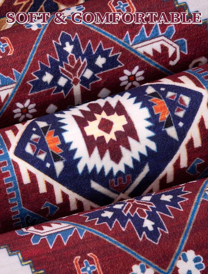 SERISSA Runner Rug for Hallways, Long Boho Rug Vintage Burgundy Navy Hallway - Image 6