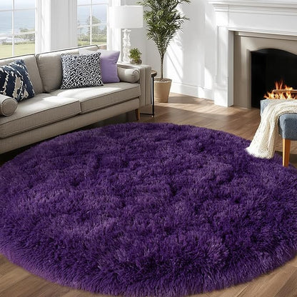 Round Purple Rug for Bedroom, 6 ft Circle Area Rugs for Living Room, Soft - Image 2