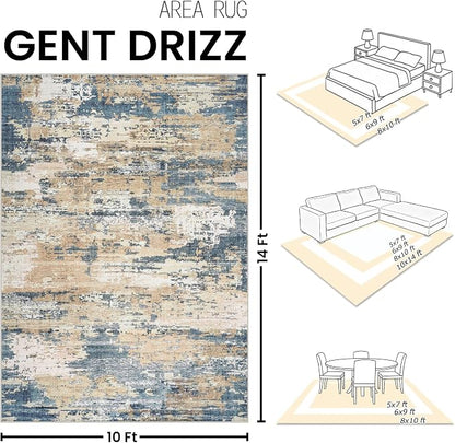 Area Rugs 10x14 Living Room: Large Soft Washable Rug Modern Abstract Anti-Skid - Image 2