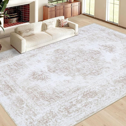 XLUEZ Area Rug 9x12 Living Room Rug, Machine Washable Vintage Distressed - Image 2
