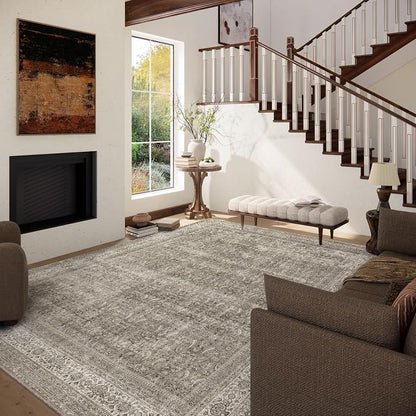 Washable Area Rugs for Living Room: 9x12 Bedroom Rug Boho Vintage Area Rug - Image 2