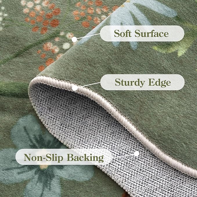 Lahome Floral Machine Washable Rug, 3x5 Rug Non Slip Soft Bedroom Rugs - Image 7