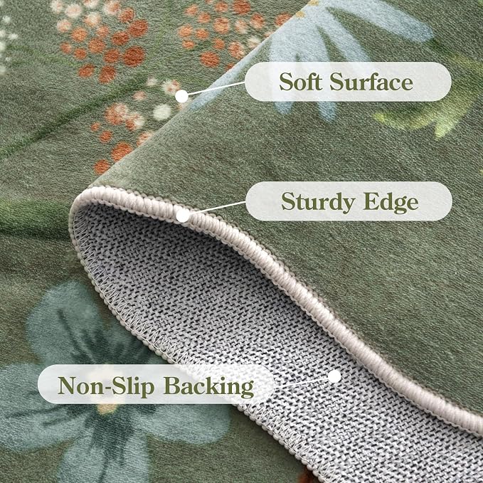 Lahome Floral Runners for Hallways, 2X6 Kitchen Runner Rug Ultra-Thin Soft - Image 6