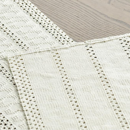 Artoid Mode Beige Woven Farmhouse Hollow Table Runner 12x90 Inch | Holiday - Image 4