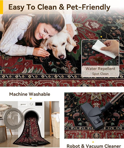 RELEANY Area Rugs Runner 2'x6' Washable Non-Slip, Floral Vintage Distress - Image 6