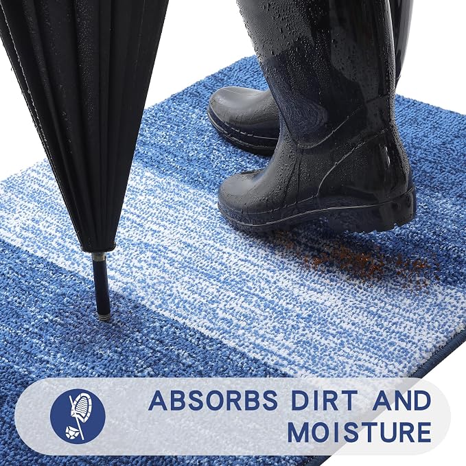 Kitinjoy Indoor Outdoor Door Mat, 44x32 Non-Slip Absorbent Dirt Trapper - Image 2