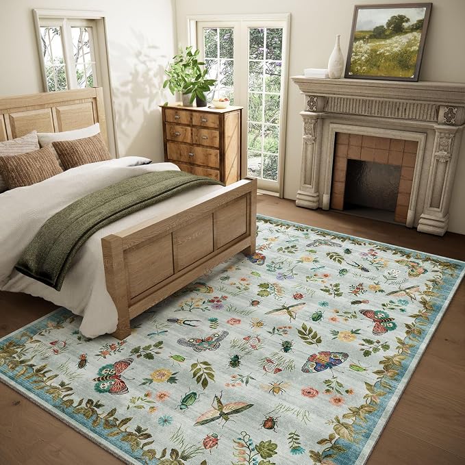 Machine Washable Rug for Living Room: 5x7 Area Rugs Vintage Rug Stain Resistant - Image 2