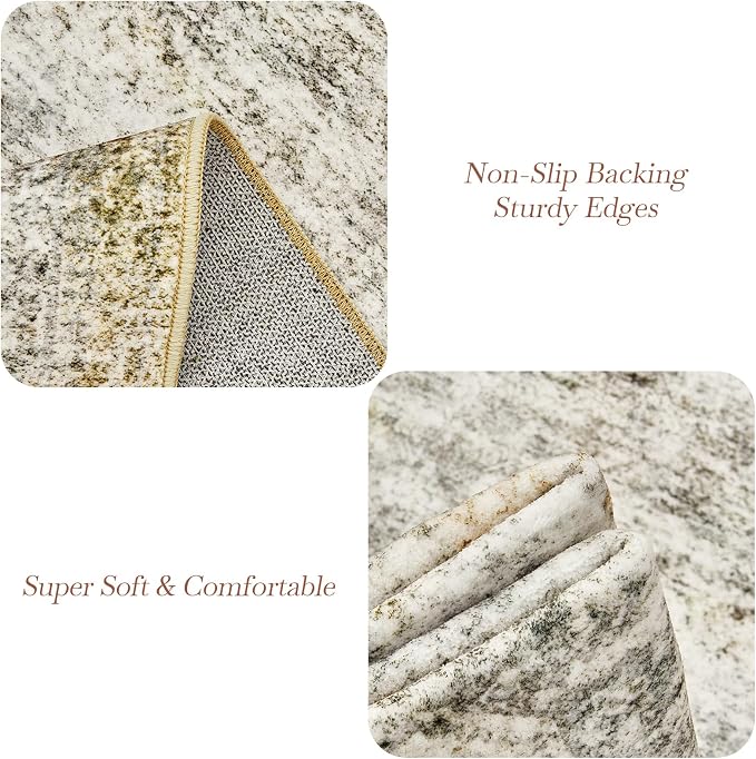Soalmost 9x12 Area Rugs for Living Room, Non Slip Machine Washable Vintage Rugs - Image 5