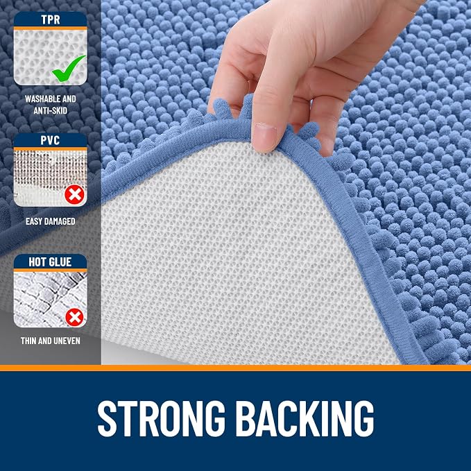 OLANLY Large Bathroom Rugs 70x46, Soft Absorbent Chenille Bath Rugs, Rubber - Image 6