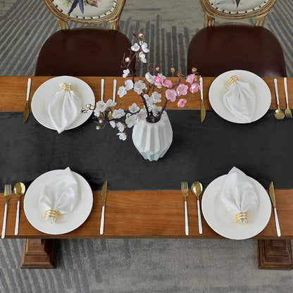 BALCONY & FALCON Table Runner Velvet Black 14"x71" | Elegant, Fall Decor - Image 3