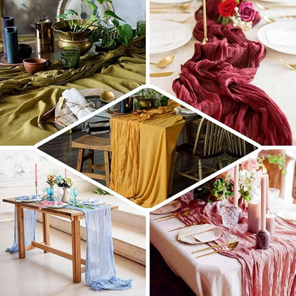 Efavormart 10ft Terracotta Cheesecloth Table Runner - Image 5