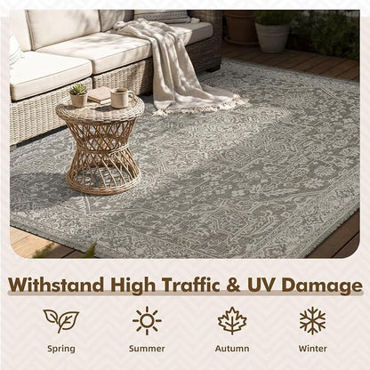 MontVoo-Outdoor Rug-Patio Rug 5x7 ft Polypropylene Indoor Outdoor Rugs Carpet - Image 4