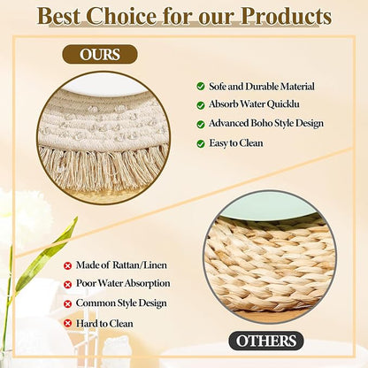 Round Placemats Set of 4 Table Mats 13Inch Washable Cotton Heat Resistant - Image 4