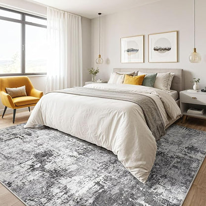 6x9 Area Rugs Living Room: Large Washable Abstract Modern Soft Rug Stain - Image 4