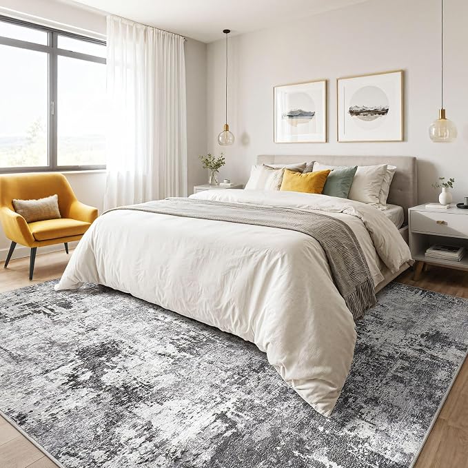 8x10 Area Rugs Living Room: Washable Large Abstract Modern Soft Rug Stain - Image 4