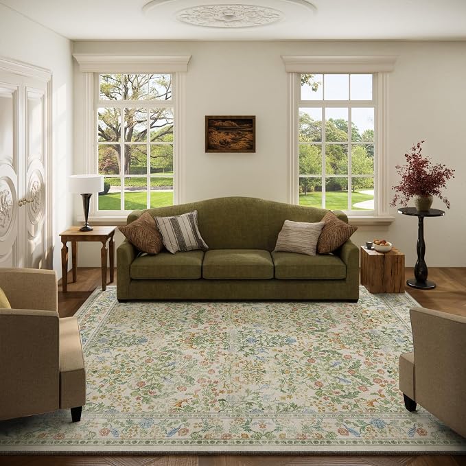 Washable Area Rugs for Living Room: 5x7 Bedroom Rug Vintage Rugs Stain by palohom