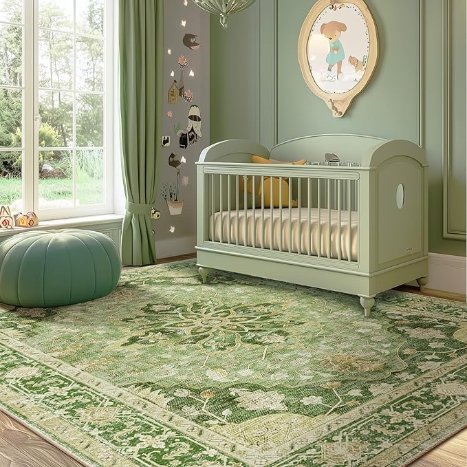 RELEANY Area Rugs 5'x8' Washable Non-Slip, Floral Vintage Distress Medallion - Image 7