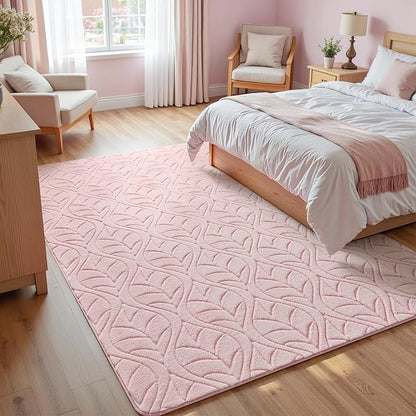 Macgace 5x7 Pink Area Rug, Soft Shag Carpet, Washable Living Room Rugs - Image 2