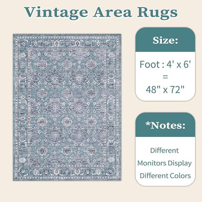 SERISSA Area Rug 4x6 Boho Rugs for Bedroom, Washable Non-Slip Living Room Rugs - Image 6