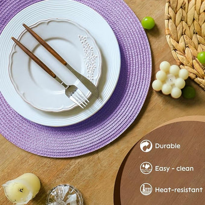 FunWheat Round Braided Placemats Set of 4 Table Mats - Image 4