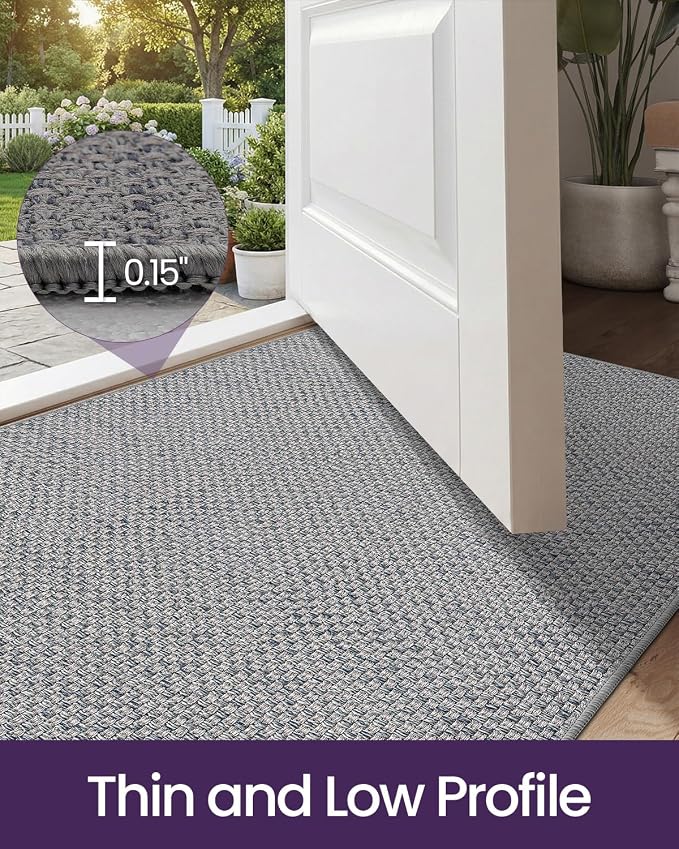 DEXI Ultra Thin Door Mat Indoor Entrance 35x56, Non Slip Rubber Backed Entryway - Image 4