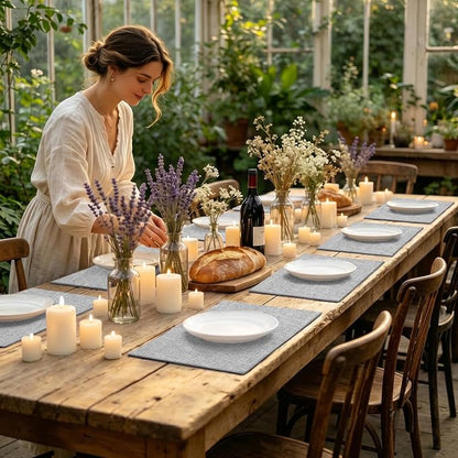 Faux Cotton Linen Placemats Set of 6, Cloth Washable Farmhouse Dining Table Mats - Image 8