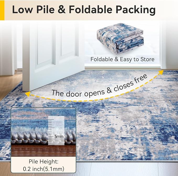 RELEANY Washable Area Rugs 3x9 Non-Slip Modern Abstract Soft - Image 5