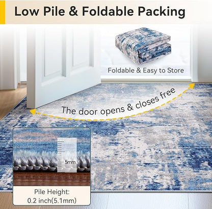 RELEANY Washable Area Rugs 6ft Non-Slip Modern Abstract Soft - Image 7