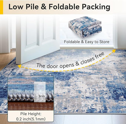 RELEANY Washable Area Rugs 3x7 Non-Slip Modern Abstract Soft - Image 5