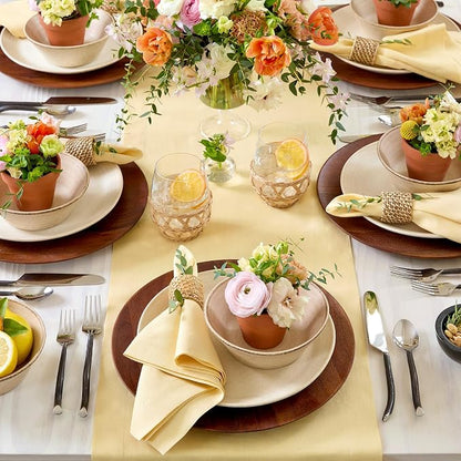 Solino Home 100% Pure Linen Table Runner Golden Straw, Fete 14 x 108 in | Table - Image 3