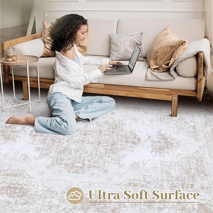 XLUEZ Area Rug 9x12 Living Room Rug, Machine Washable Vintage Distressed - Image 4
