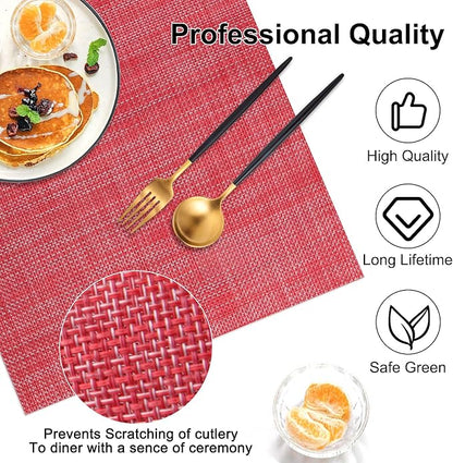 Vinyl Placemats Set of 4, PVC Woven Washable Non-Slip Table Mats, Heat - Image 6