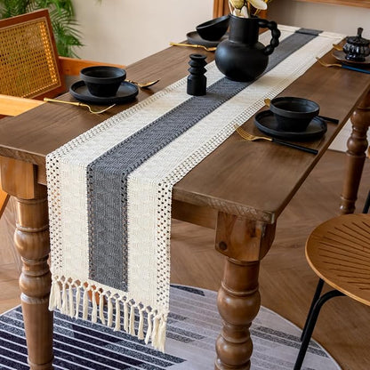 EMMTEEY Boho Table Runner with Tassels 36 Inches Long, Scratch & Heat Resistant - Image 4