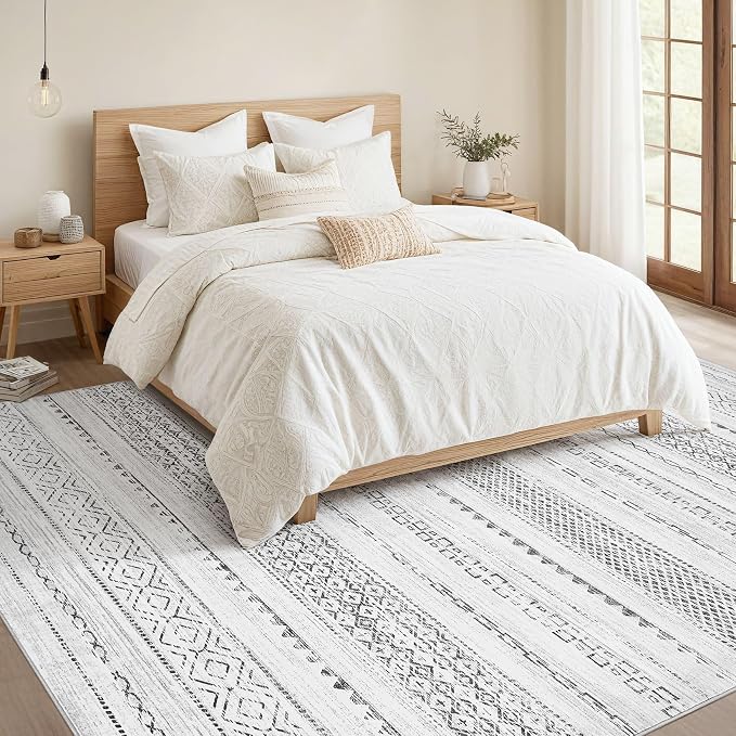 Nakagishi 10x14 Area Rugs Living Room: Washable Boho Large Neutral Modern Soft - Image 5