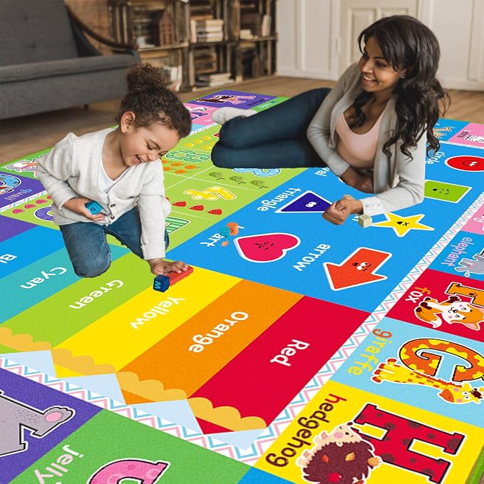 Kids Rug for Playroom, ABC Carpet Educational Play Mat for Kids, Preschool Rugs - Image 5