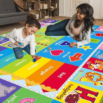 Kids Rug for Playroom, ABC Carpet Educational Play Mat for Kids, Preschool Rugs - Image 5