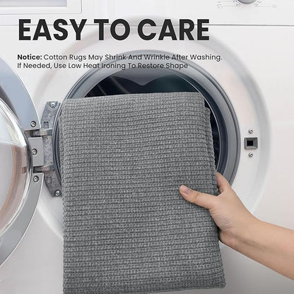 EARTHALL Washable Area Rugs 5x7 Ft Non Slip Living Room Rugs Cotton Rubber - Image 3
