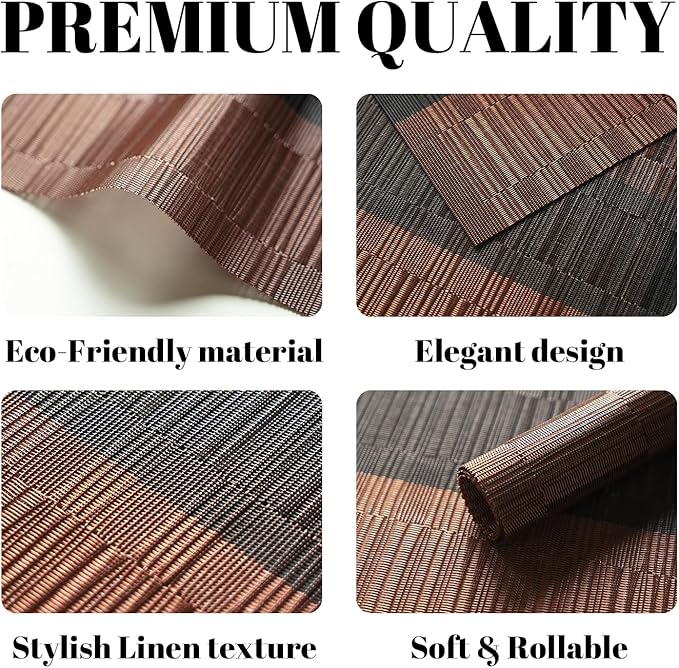 Placemats Set of 6 Vinyl/Plastic Woven Place Mats - Image 2