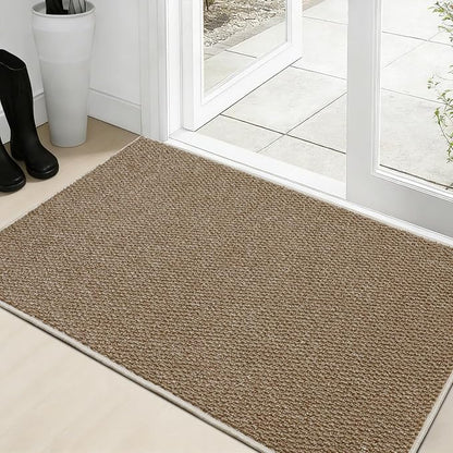 Dirt Trapping Door Mat 20x32, Taupe Faux Jute Entryway Rug | Low-Profile by Unknown