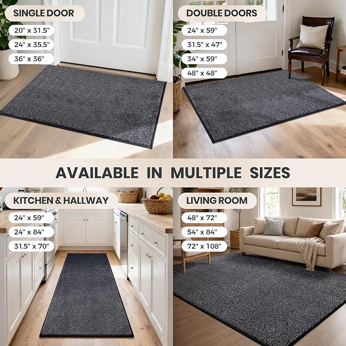 PURRUGS Dirt Trapping Door Mat 24" x 84", Non-Slip Machine Washable Entryway Rug - Image 9