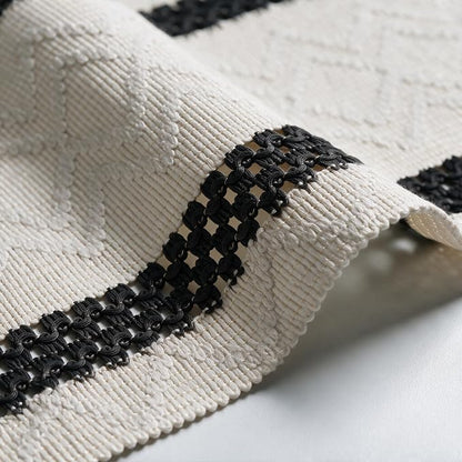 Artoid Mode Black Stripe Woven Rustic Table Runner 12x90 Inch | Holiday Kitchen - Image 6